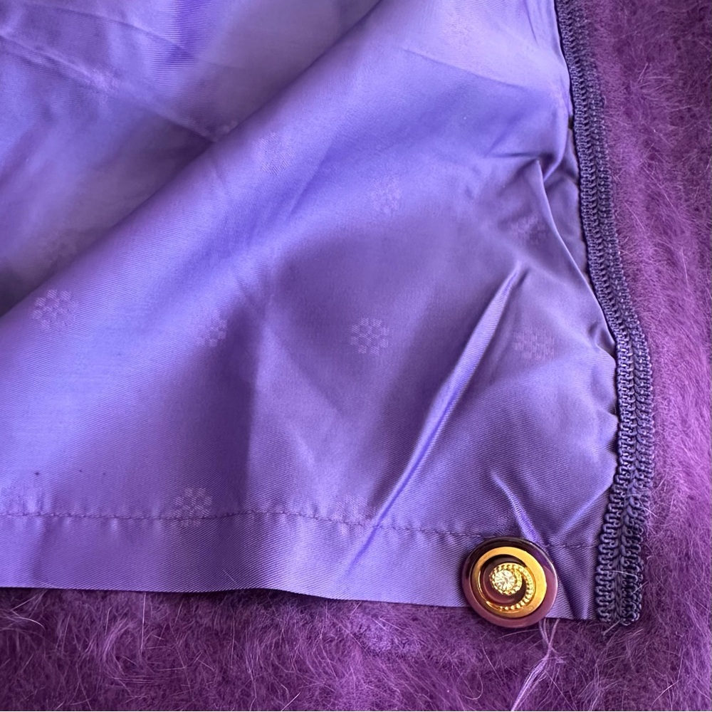 Exclusively Misook Vintage Vibrant Purple Angora Cardigan Jacket One Size XL - Picture 10 of 12